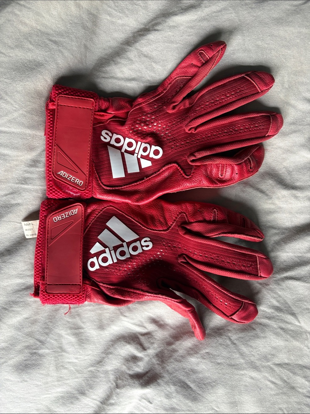 adidas Red Lightweight Training Gloves with White Logo